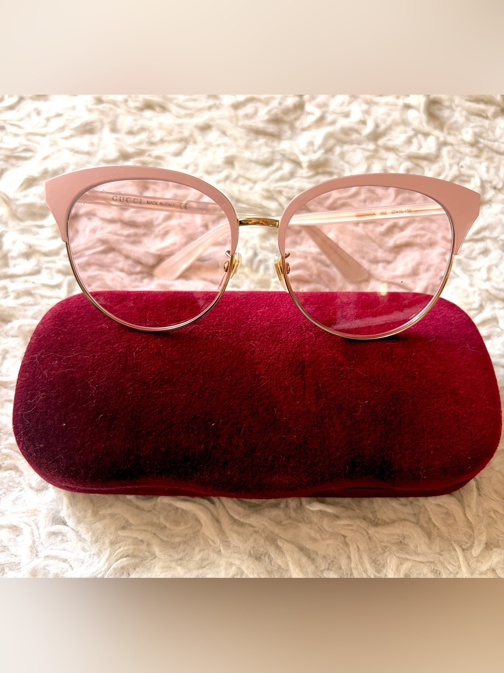 Gucci Oversized Pink Acetate Square Sunglasses Full Authentic Set